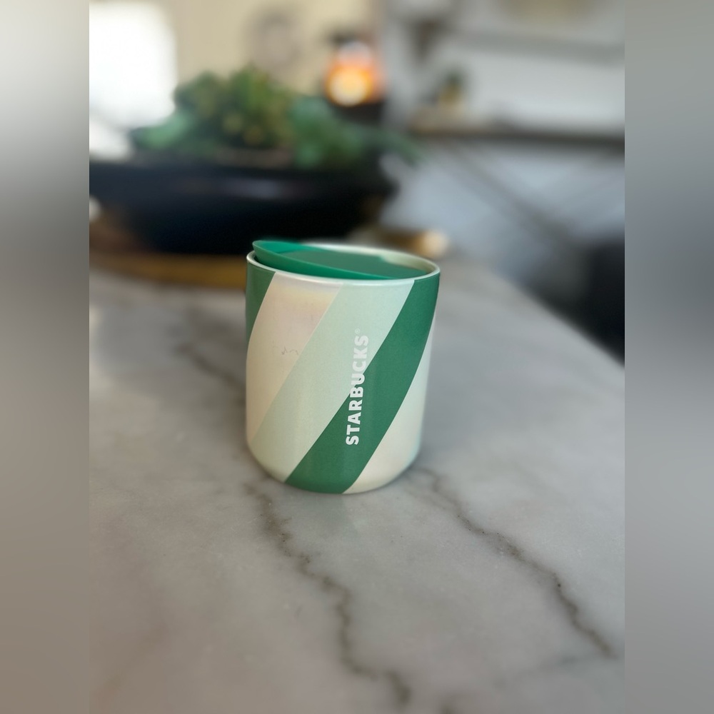 Starbucks 2022 Holiday Mint Green Striped Ceramic 8 oz Tumbler – Limited Edition